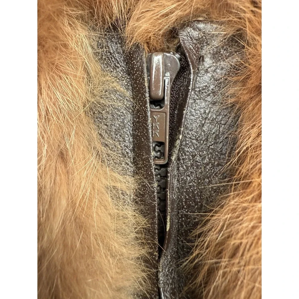 Vintage Genuine Rabbit Fur Coat Jacket Small Made In Korea Variegated RN66109
